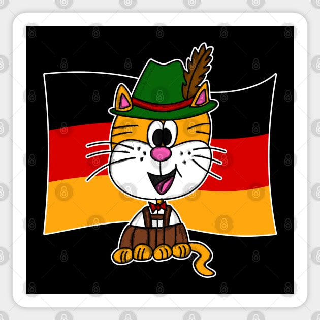 German Flag Cat Tyrolean Hat Lederhosen Germany Funny German Cat